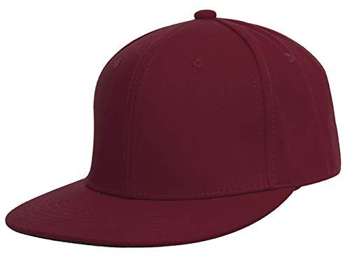 TOP HEADWEAR Plain Flat Bill Fitted Hat - color: Burgundy, size: 7