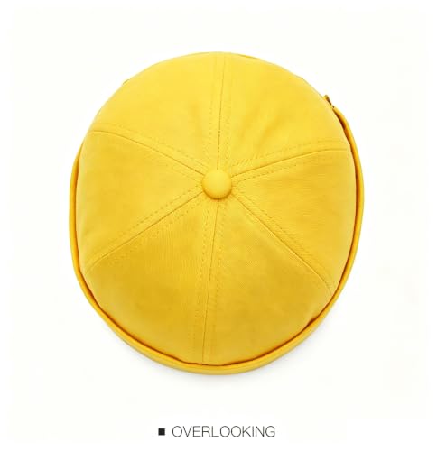 Gogobear Mens Brimless Docker Beanie Adjustable Rolled Cuff Sailor Cap - color: Lemon Yellow