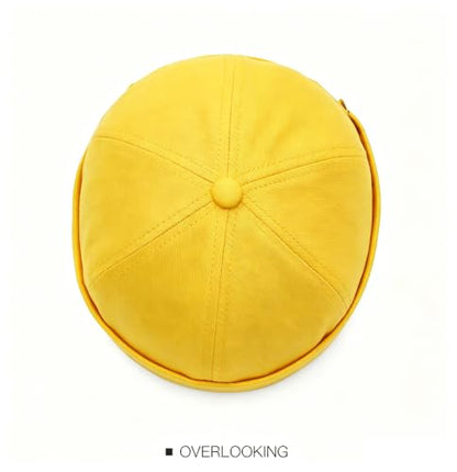 Gogobear Mens Brimless Docker Beanie Adjustable Rolled Cuff Sailor Cap - color: Lemon Yellow