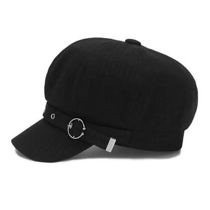 Newsboy Caps for Women Classic Beret Hats Autumn Winter Cap - color: C-black