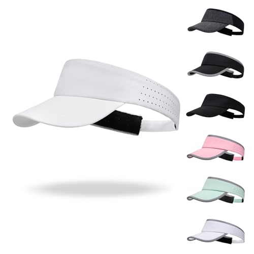 Reflective Brim Quick Dry Lightweight Visor Hat - color: White