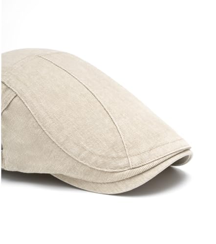 Quanhaigou Unisex Denim Newsboy Hats Flat Ivy Gatsby Cabbie Driving Berets Hat Cotton Dad Cap for Men Women - color: Wash Cotton Coffee