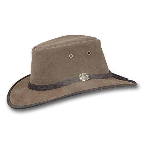 Barmah Hats Foldaway Cattle Suede Leather Hat - Item 1061 - color: Brown, size: Medium