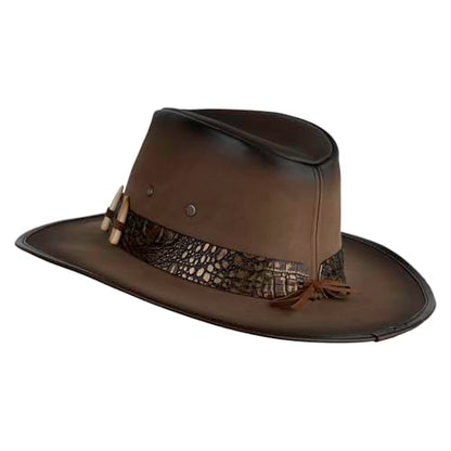 e4Hats.com UPF 50+ Australian Outback Faux Leather Hat - color: Crocodile Teeth a, size: Medium