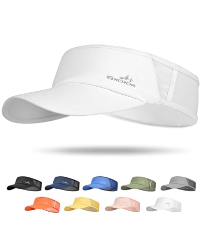 GXCROR Sports Sun Visor Hat Men Women, Lightweight Breathable Quick Dry Sports Sun Hat for Running Golf Tennis - color: White