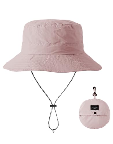 Sun Hats for Men Women Waterproof UPF 50+ Bucket Hat Protection Hat for Fishing Hiking Garden Safari Beach - color: Pink