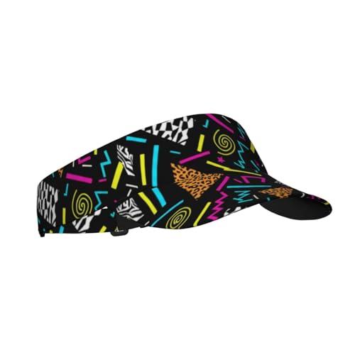 Visor Cap Funny Sun Hat for Women Men Teens for for Sports, Beach, Tennis, Golf, Running & Hiking - color: Retro 80s Memphis 1