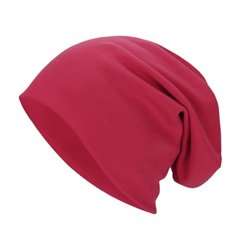 Zando Slouchy Dwarf Beanie Hats for Women Men - Breathable Cozy Cotton Sleep Cap Thin Chemo Headwear for Hip-Pop Halloween - color: Red & Green