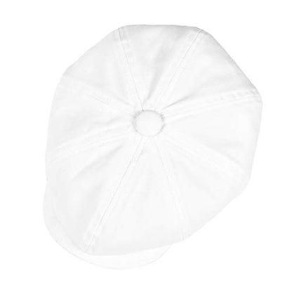 BOTVELA Men's Newsboy Flat Cap 100% Cotton Cabbie Hat - color: White, size: 7 1/8