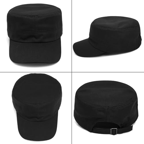 Unisex Basic Cadet Army Caps Everyday Military Style Hat - color: Black