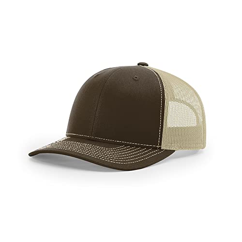 Richardson 112 Classic Six-Panel Adjustable Snapback Trucker Cap - color: Brown/Khaki