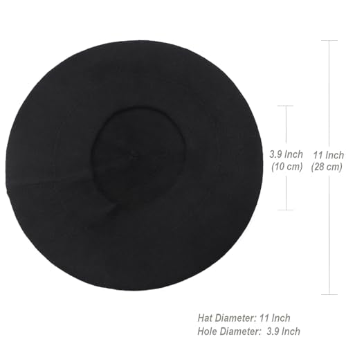Wheebo Reversible Solid Color French Beret Hat for Women and Girls - color: Black