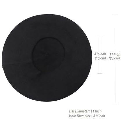 Wheebo Reversible Solid Color French Beret Hat for Women and Girls - color: Black
