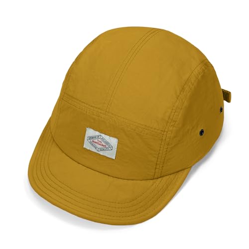 Croogo Short Brim Hat for Men Nylon Quick-Dry 5 Panel Running Baseball Cap - color: Darkyellow