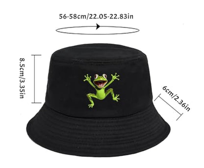 Bucket Hat Beach Sun Hat Fishing Hat for Women Men, Summer Outdoor Travel Packable Fisherman Hat - color: Frog