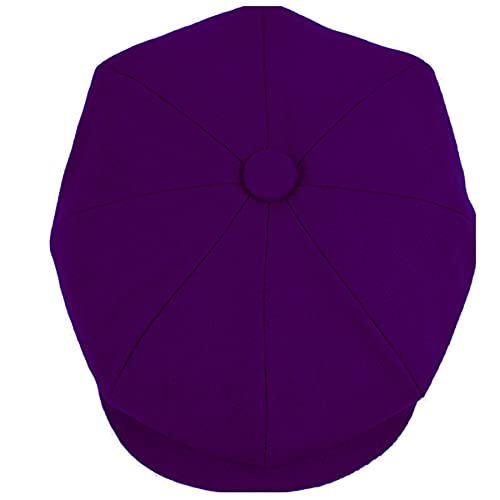 Men's Classic 8 Panel Wool Blend Newsboy Snap Brim Collection Hat - color: Nsb1595-purple, size: Large