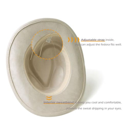 Suede Cowboy Hat for Women & Men Classic Western Hats - color: Beige
