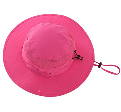 Connectyle UPF 50+ Wide Brim Sun Hat for Men Breathable Cowboy Boonie Hats Outdoor Bucket Hat for Fishing Hiking Safari - color: Rose Red