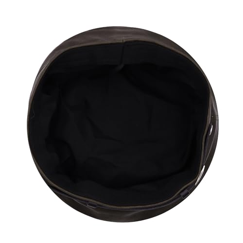 MINGSEECESS Women PU Leather French Black Beret Hat Causal Beanie Hat - color: Belt-light Brown