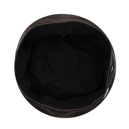 MINGSEECESS Women PU Leather French Black Beret Hat Causal Beanie Hat - color: Belt-light Brown