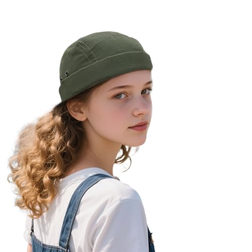 Clakllie Quick Dry Brimless Docker Cap for Men Summer Beanie Sailor Skullcap Lightweight Waterproof Adjustable No Brim Hat - color: S-dbh01-army Green