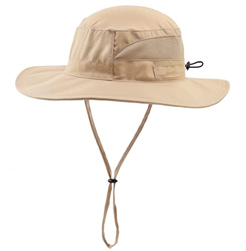 Connectyle Men's Breathable UPF 50+ Sun Hat Packable UV Protection Bucket Hat for Fishing Hiking Camping Safari Beach Golf - color: Khaki