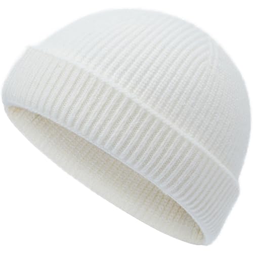 vidsel Thin Wool Fisherman Beanie Hat for Men Women Fall Winter Fashion Cap - color: 1-white