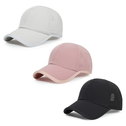 HH HOFNEN Quick Dry Baseball Hat Unstructured Athletic Golf Cap Women Men - color: 3-black+lightgray+pink