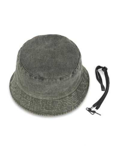 Zylioo XL XXL Bucket Hat for Big Heads, Washed Cotton Sun Hat - color: Army Green-lined, size: XX-Large