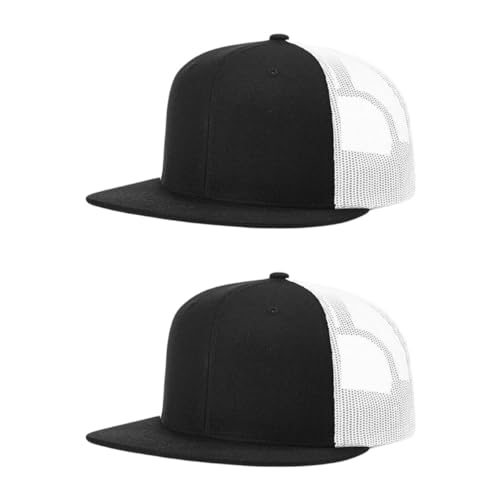 Richardson 511 Wool Blend Flatbill Trucker Snapback Adjustable Cap - color: Black/White