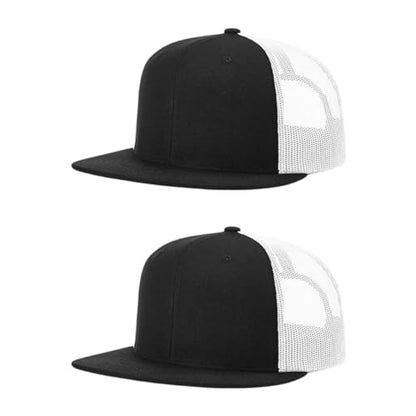 Richardson 511 Wool Blend Flatbill Trucker Snapback Adjustable Cap - color: Black/White