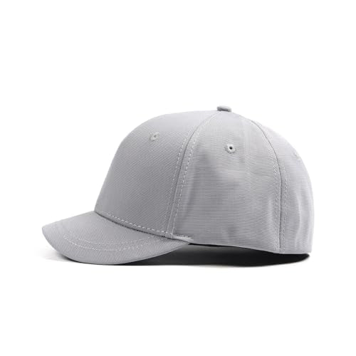 Short Brim Stretch Fitted Baseball Caps Men's Solid Structured Full Closed Cap Curved Brim Elastic Closed Back Hat K272 - color: Grey