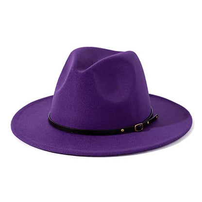 Lisianthus Women Belt Buckle Fedora Hat - color: Purple