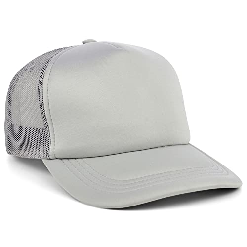 Lids Blank Basic Foam Trucker Adjustable Snapback Hat - color: Gray/Gray