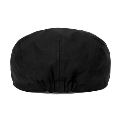 BOTVELA Men Cotton Twill Newsboy Flat Hat Fitted Cap - color: Black, size: One Size