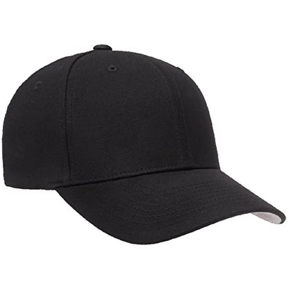 Flexfit 5001 Standard Cotton Twill 6-Panel Fitted Baseball Cap - color: Black, size: Small-Medium