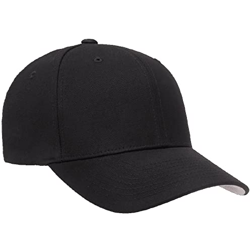 Flexfit 5001 Standard Cotton Twill 6-Panel Fitted Baseball Cap - color: Black, size: Large-X-Large