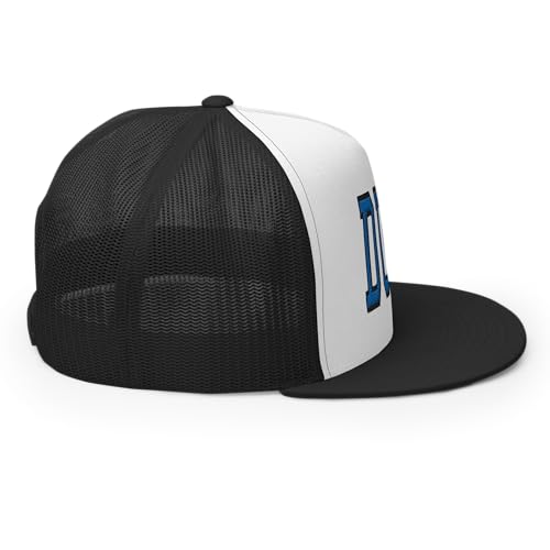 NG Duke Flat Bill Embroidered Trucker Hat High Crown Adjustable Cap - color: Black/ White/ Black