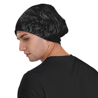 Gamepad Print Slouchy Beanie Skull Caps Chemo Hats Baggy Headwear for Men Women Jogging Cycling - color: Wolf Print