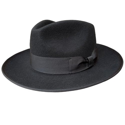 Soft Wool Crushable Mens Fedora Hats for Men Women Black Dress Rolled Wide Brim Hat