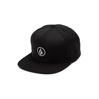 Volcom Men's Quarter Twill Snapback Hat – 6-Panel Adjustable Cap with Stone Logo Patch - color: Black