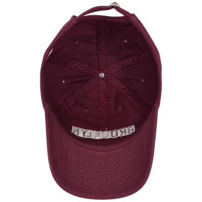 E BY ELIDAN Brooklyn New York Baseball Cap, Embroidered Dad Hat - color: Burgundy