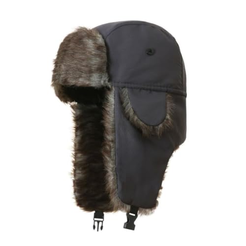 Trapper Hat Warm Faux Fur Winter Hat with Ear Flaps Windproof Waterproof Snow Ski Hats for Men Women Cold Weather - color: Grey