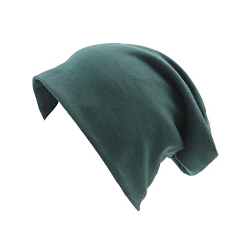 DOOVID Slouchy Beanie for Women Men Baggy Beanie Hats Casual Stretch Knit Hip-Hop Skull Caps - color: Dark Green