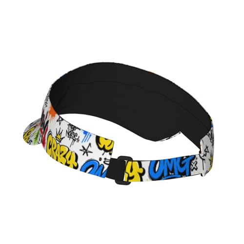 Sun Visor Hats Adjustable Open Top Sport Hat for Golf Women/Men - color: Graffiti Pattern