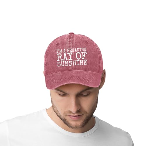 I’M A Freaking RAY of Sunshine Hat for Men Baseball CapCool Hat - color: Wine Red 0