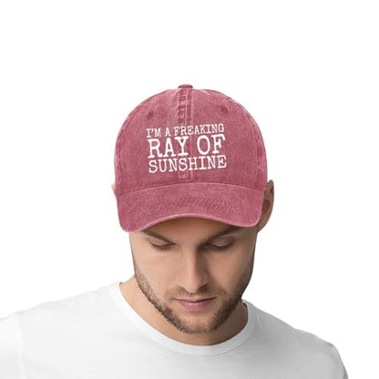 I’M A Freaking RAY of Sunshine Hat for Men Baseball CapCool Hat - color: Wine Red 0