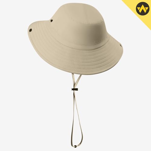 WANDER Sun Bucket Hat UPF 50+ Quick-Dry Wide Brim Fishing Boonie - color: Khaki