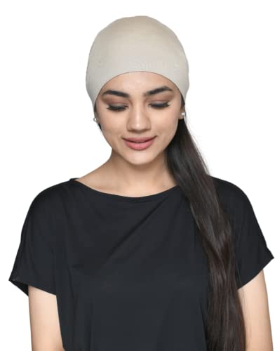 Chemo Hats Solid Sleep Cap Women's Bamboo Soft Headwear Cancer Cap Chemo Headwear Women - color: Beige
