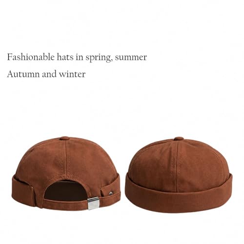 Adjustable Unisex Hip-Hop Docker Hat Dome Brimless Hats - color: Orange